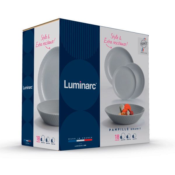LUMINARC PAMPILLE Middagsservice i temperert opalglass, 18 deler