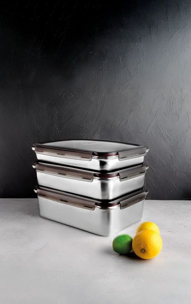 Mikrob&oslash;lgesikker matboks i st&aring;l m/tett lokk - 6600ml fra LACOR