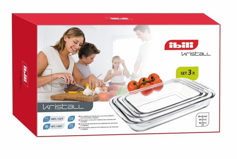Ildfaste former i glass, 3pk fra IBILI